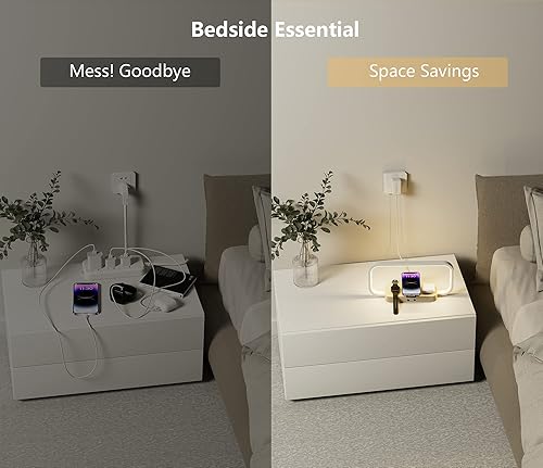 Miniatura 6 de AONTESS Lámpara de noche con cargador inalámbrico atenuación continua y 5 modos de color, control táctil, lámpara de mesa con reloj, lámpara de