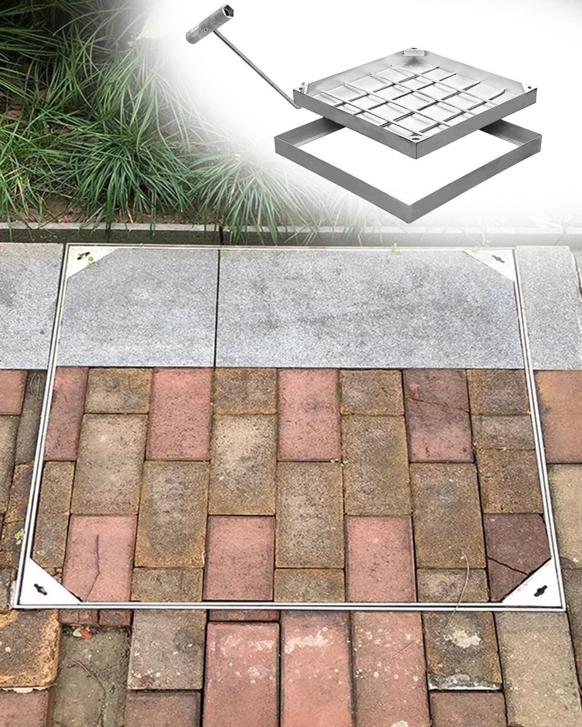 Couvercle de vidange plat en acier Ga pour sous-sol Sewa 100 x 100 x 8 cm Système de trou d'homme pour tuyaux de descente en béton et drainage