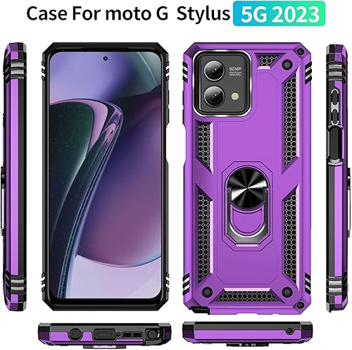 Miniatura 3 de Funda para Moto G Stylus 5G 2023, Motorola G Stylus 5G 2023 con protector de pantalla HD, fundas protectoras de grado militar con anillo para Moto G