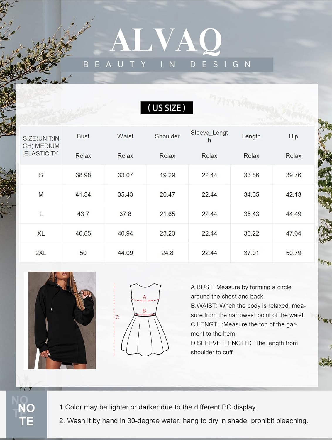 AlvaQ Womens Hoodie Dresses Fall Winter 2025 Casual Long Sleeve Drawstring Pleated Sweatshirt Pullover Tunic Mini Dress - Image 6