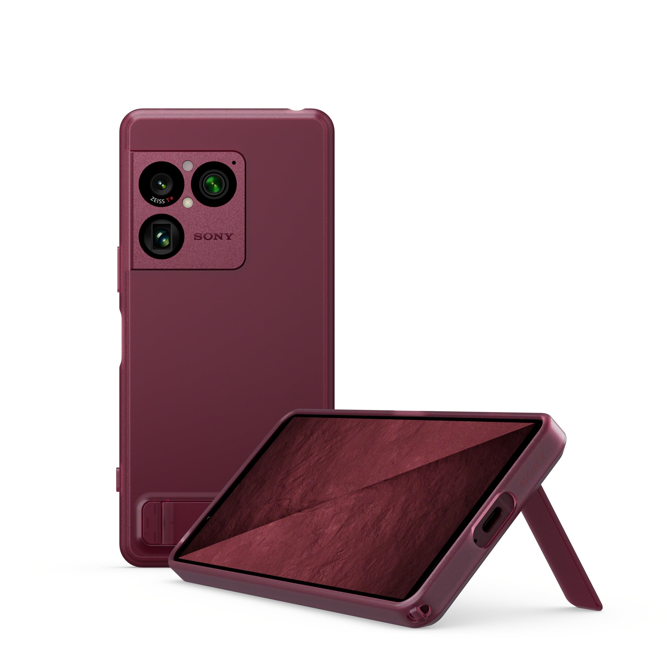 Xperia 1 VIII Handyhülle, stilvolle Hülle mit Ständer, erstklassiger Schutz, präzise Ausschnitte, schlankes Design und verbesserte Griffigkeit – Rojo Granate