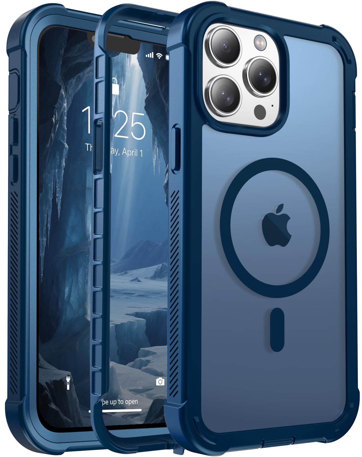 jaroco Magnetic for iPhone 13 Pro Max Case Heavy Duty Protection Deep Blue