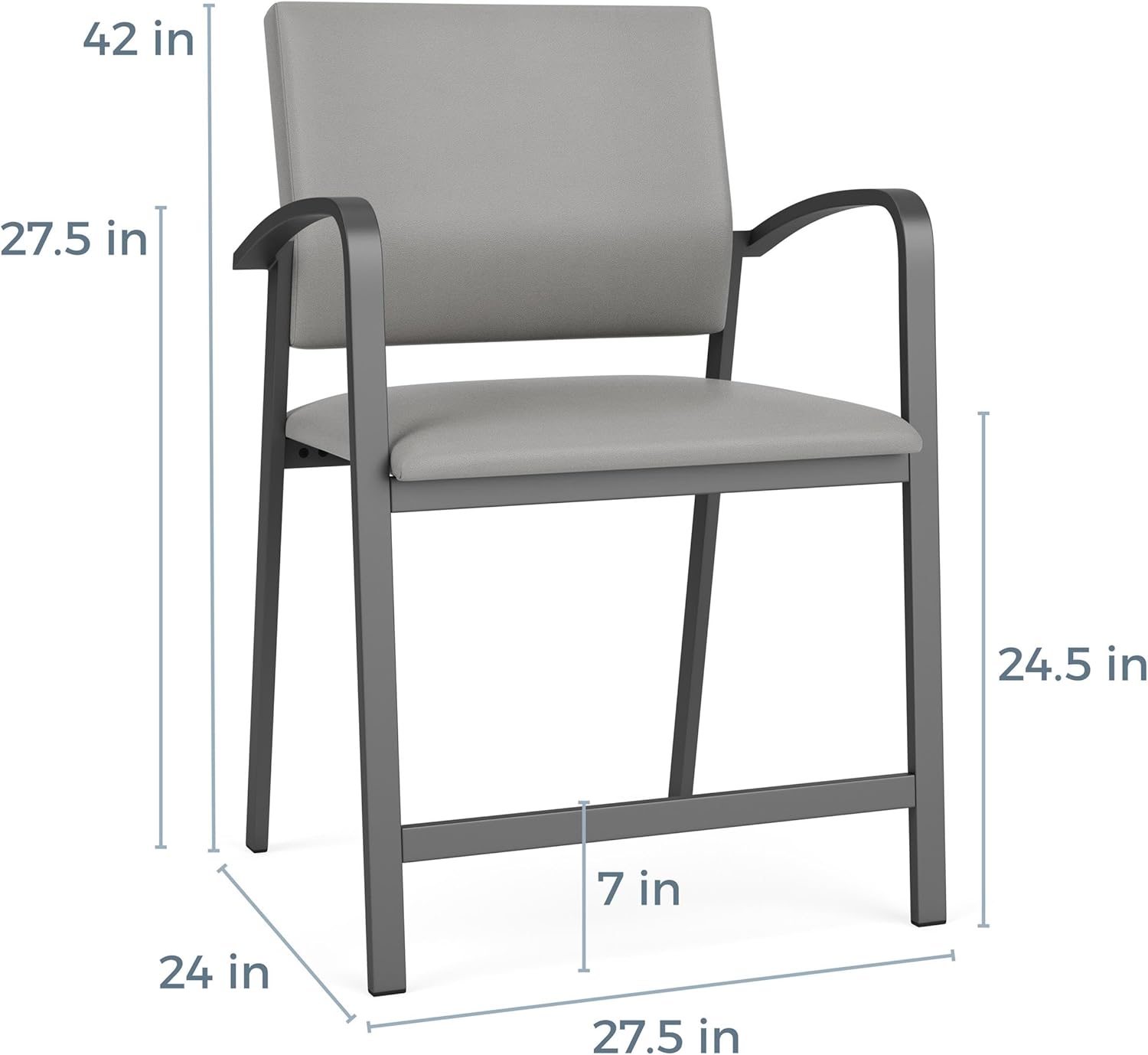 Newport Reception Waiting 24.5" Oversize Hip Chair/Black Steel/Blue/Blue