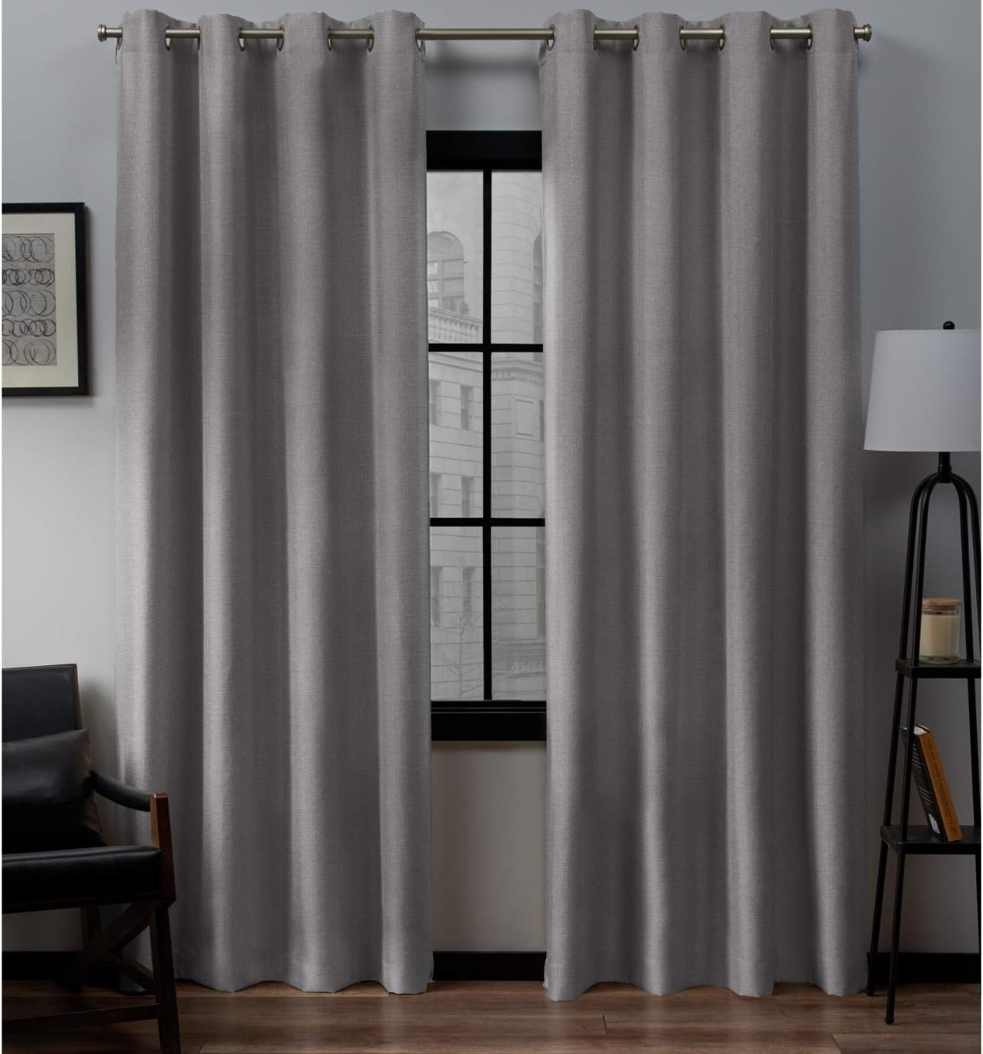 Exclusive Home Loha Linen Grommet Top Curtain Panel Pair, 54"x84", Dove Grey
