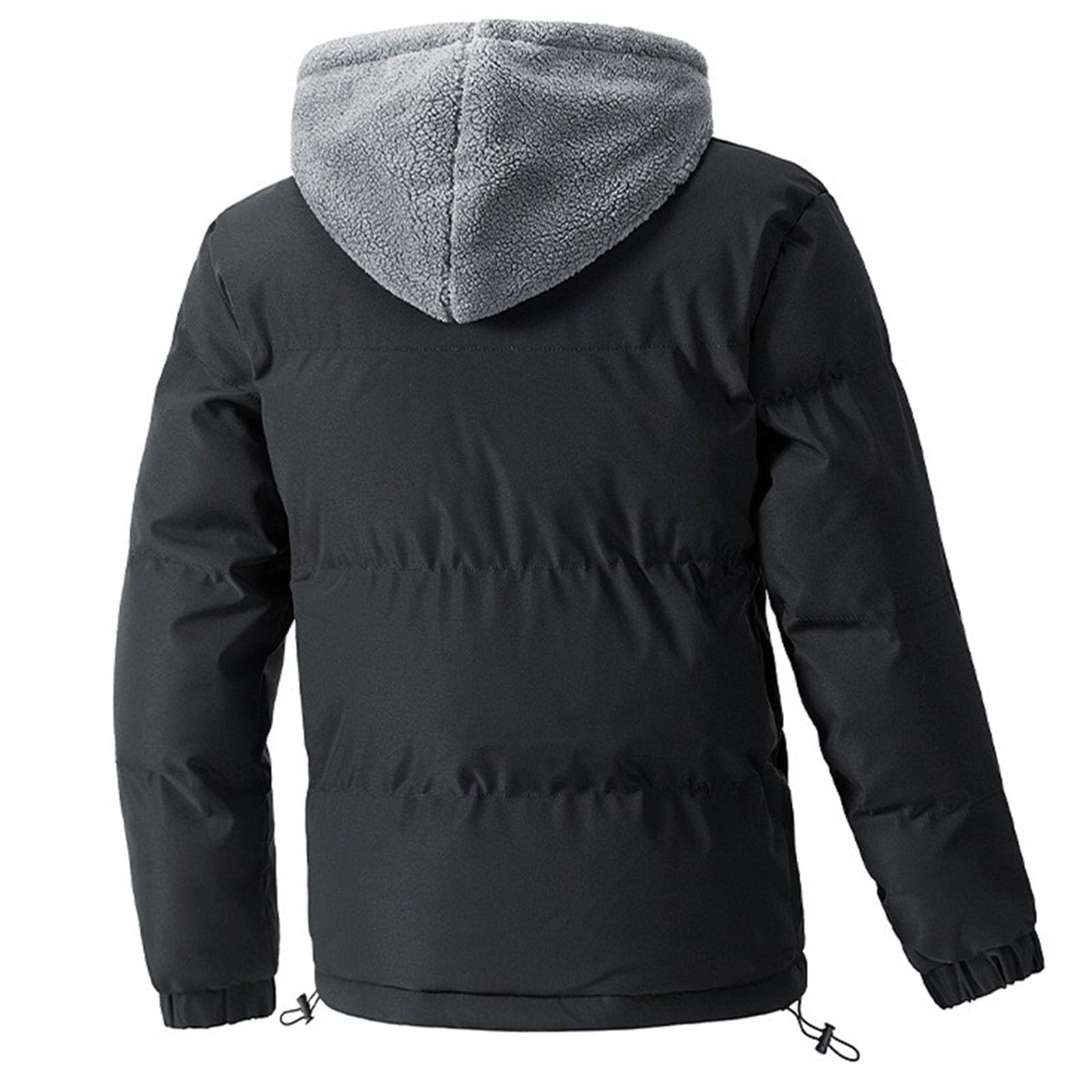 Chaqueta acolchada con capucha gruesa para hombre, resistente al viento, forro polar sherpa, chaqueta acolchada cálida para hombre