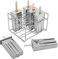 Vista 5 de 6 juegos de moldes de paletas de acero inoxidable y accesorios, fabricante de paletas resistente al óxido, 6 sellos de silicona a prueba de fugas