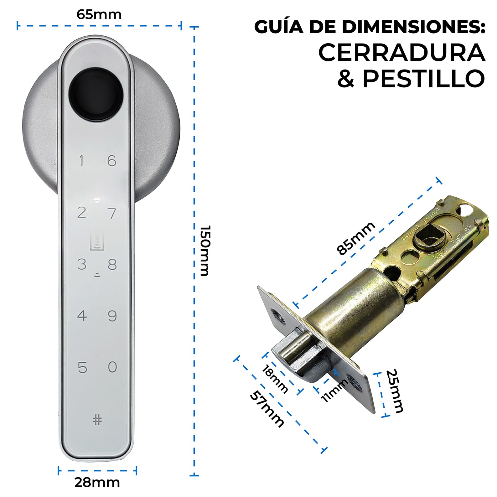 LED ATOMANT Confezione da 4 Serratura Smart per Porte 5 in 1 con Impronta Digitale, Codice PIN, App Mobile, Scheda RFID e Chiave, Apri Porta di Casa Biometrica per Casa, Ufficio o Hotel