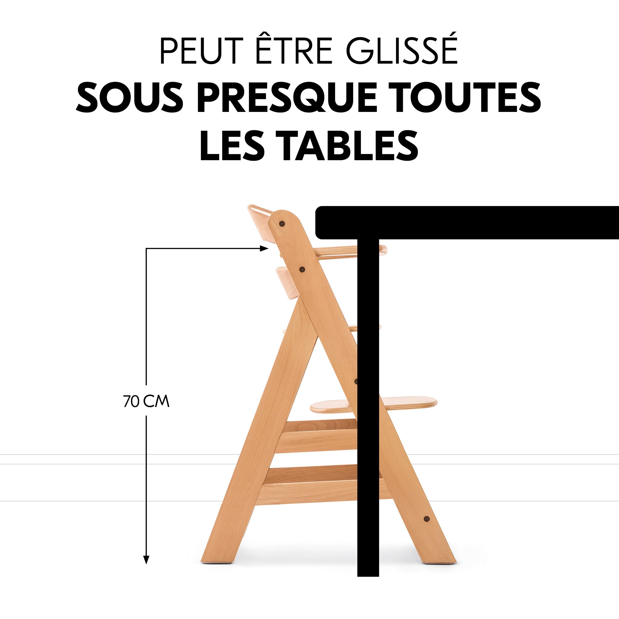 hauck Chaise Haute Bébé Alpha+ avec Siège Nouveau-né Deluxe - Natural | Chaise haute évolutive en bois, de la naissance à 90 kg, inclus assise avec arche éveil bébé, coussin, idéal pour repas
