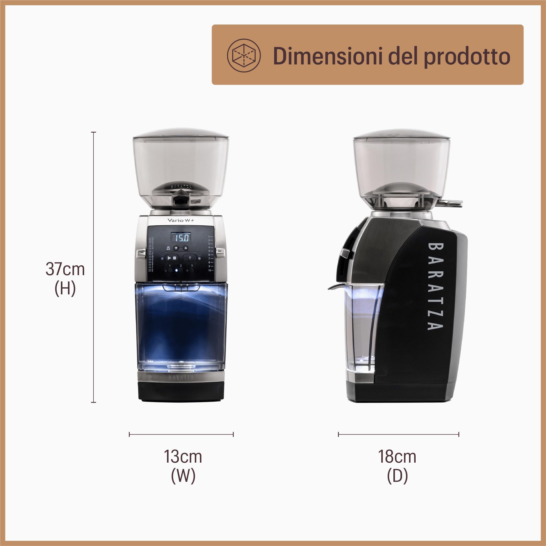 Baratza - Macinacaffè Vario W+ 230V - Elettrodomestici per la Casa, Macina Caffè Elettrico per Caffè in Grani - Grinder con Bilancia Integrata, Bianco