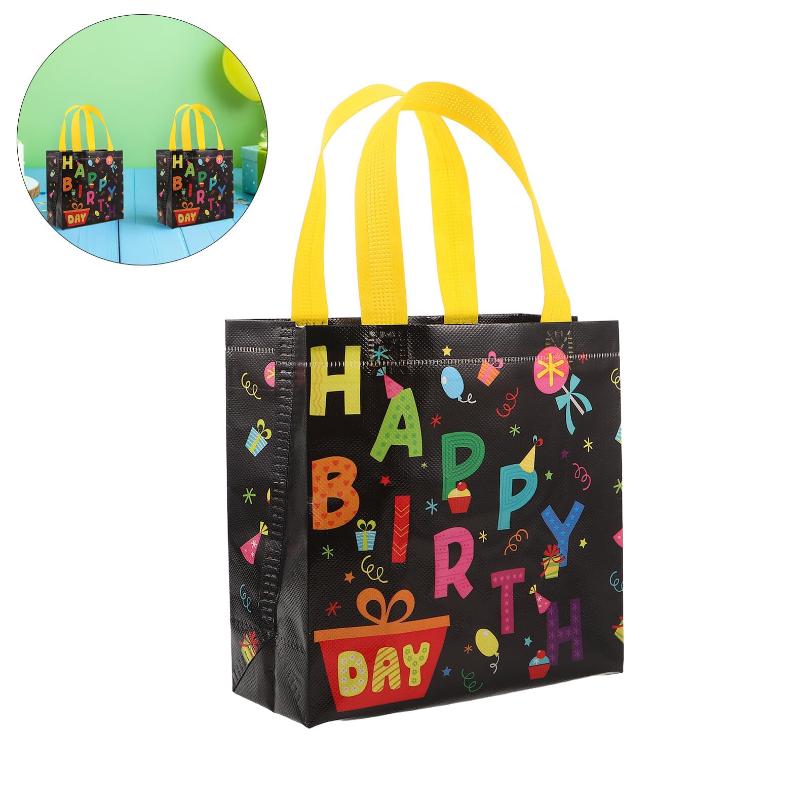 BAZEITFLOW Bolsas de Obsequio para Fiestas de Cumpleaños Infantiles, 30 Unidades, Bolsas Reutilizables de Tela No Tejida con Asas, Color, Ideales para Golosinas y Recuerdos