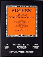 Vista 13 de Almohadilla de papel de acuarela Arches, 140 libras, prensa fría, 9"x12