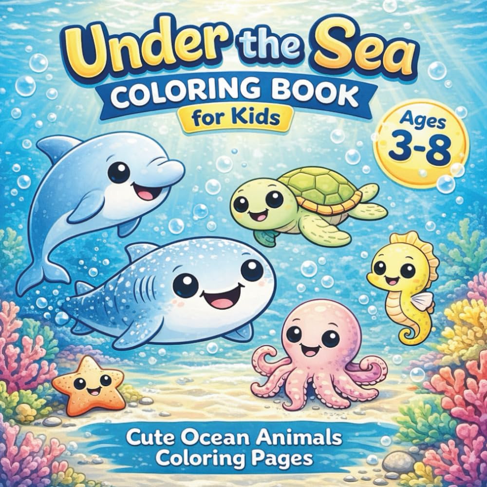 Under the Sea Coloring Book for Kids: Cute Ocean Animals Coloring Pages for Toddlers and Children – Fun & Easy Designs for Ages 3–8