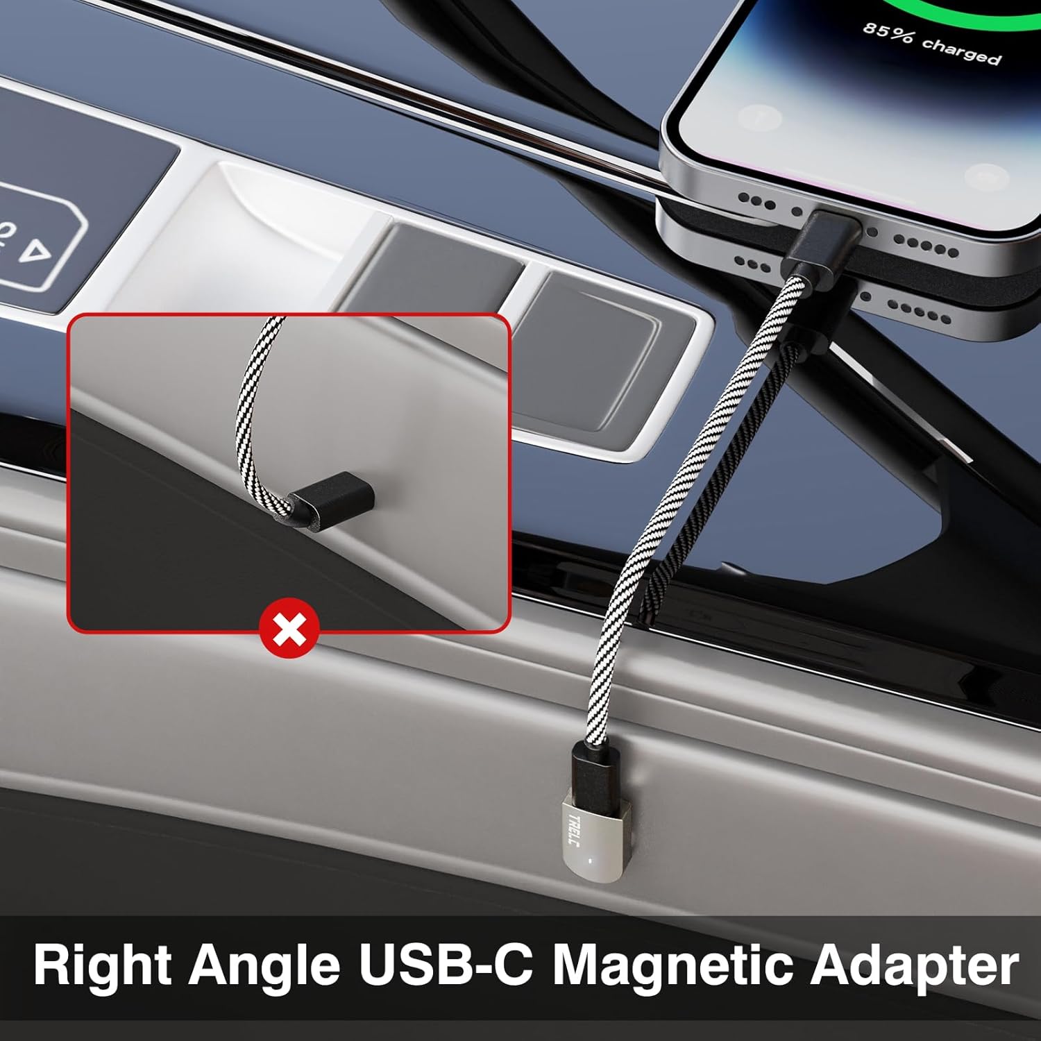 TRELC 240W USB C Magnetic Adapter 2 Pack, with 4 Connectors, Right Angle USB-C Male to Female Connector, USB4 40Gbps 8K 60Hz, Type C Extender for MacBook Pro/Air, Steam Deck, Tablet, Laptop