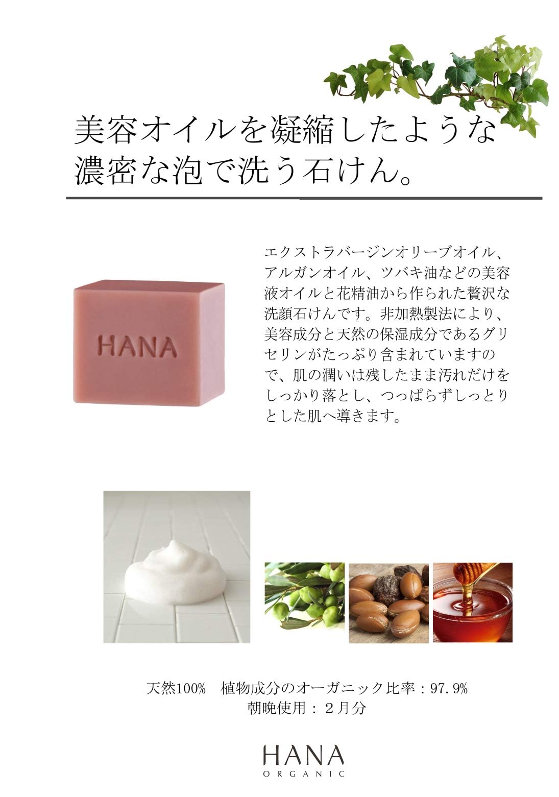 Amazon | HANA ORGANIC ピュアリキューブ 泡で洗う洗顔石鹸
