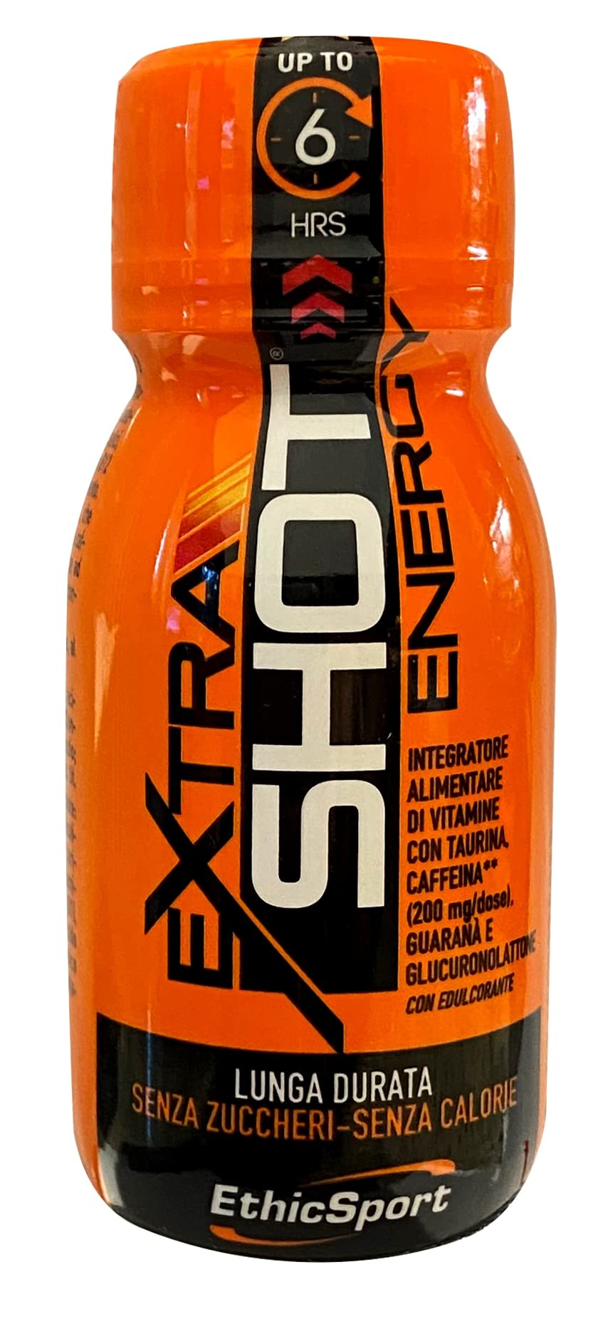 Extra Shot Energy EthicSport – Energy shot con Caffeina 200 mg, Taurina, Guaranà e Vitamine B – Focus, concentrazione e riduzione stanchezza – 12 flaconi da 60 ml – Senza zuccheri, gluten free