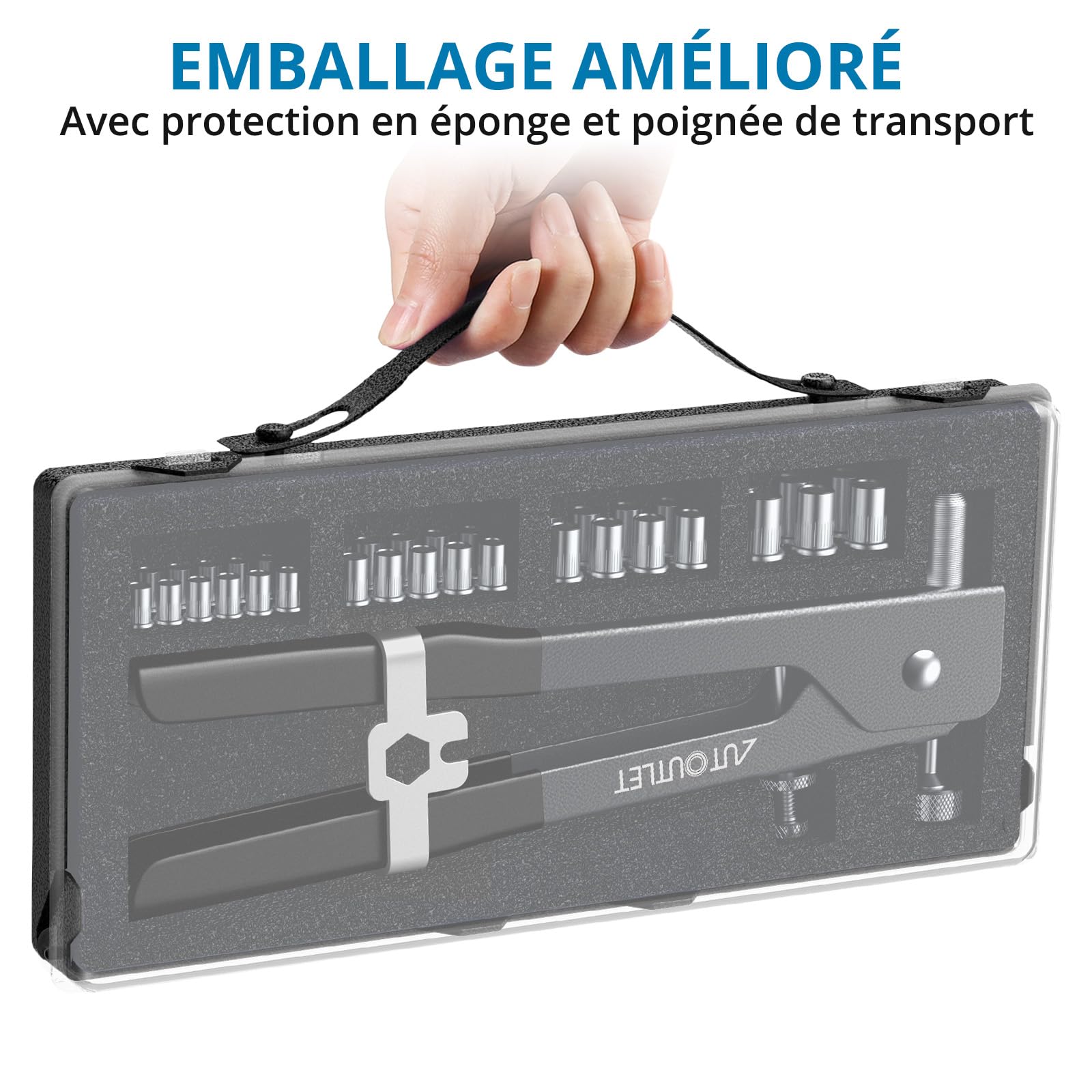 AUTOUTLET Kit de 8"Pistolet à Rivets (Noir)