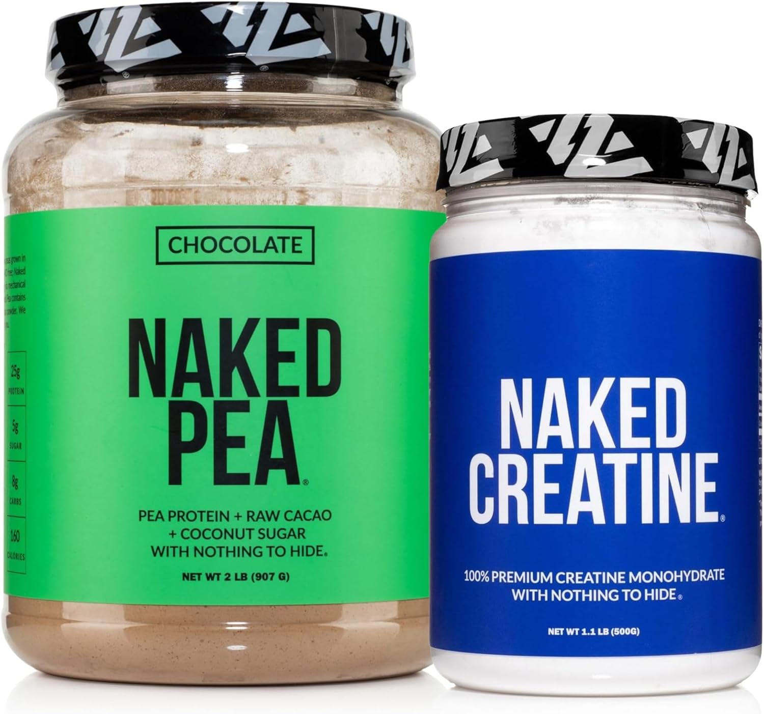 NAKED Chocolate Pea Protein Isolate 2LB Pure Micronized Creatine Monohydrate 500g (100 Servings) – Vegan; Bulk; Non-GMO; Gluten Free; Soy Free