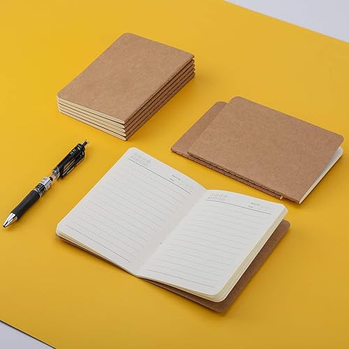 Miniatura 6 de EUSOAR Cuaderno de papel kraft A6, paquete de 8 cuadernos de 3.9 x 5.5 pulgadas, 60 páginas de tapa suave, diario de viaje, cuaderno de dibujo,