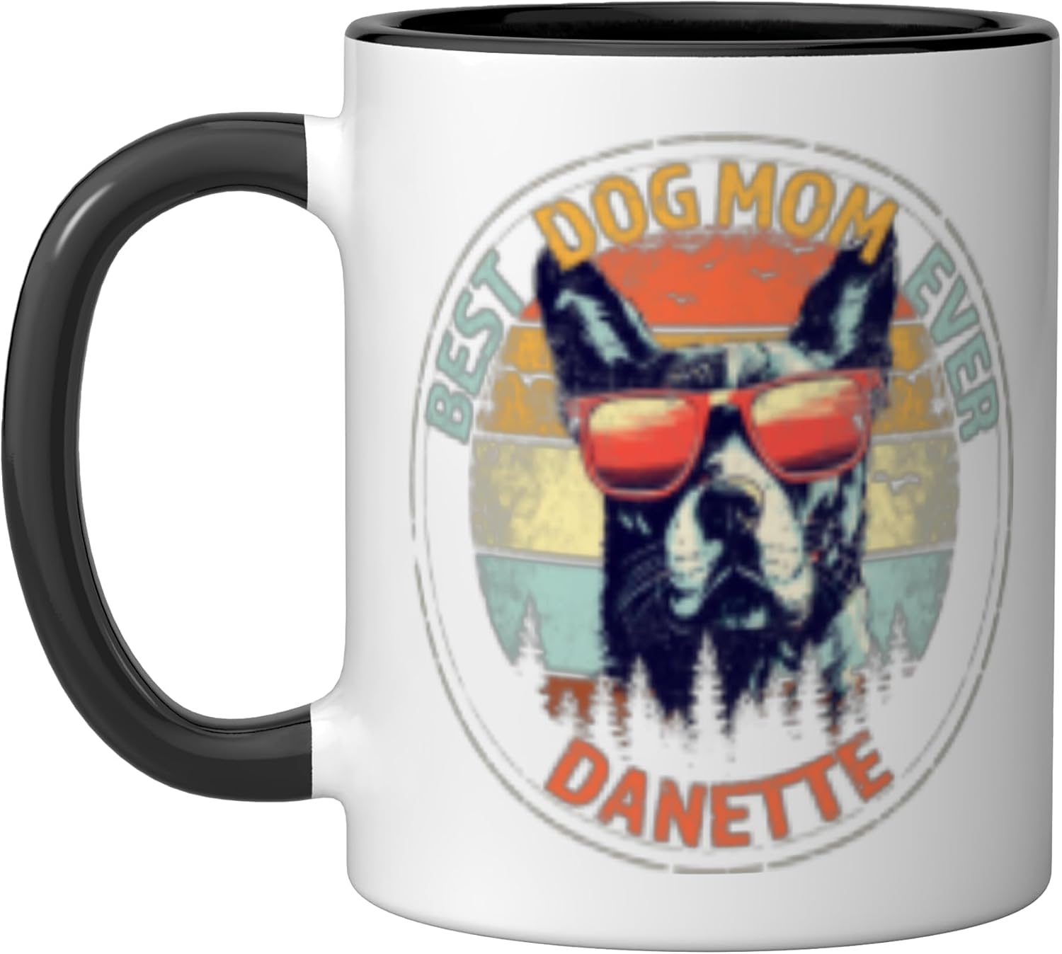 Danette Best Dog Mom Ever Funny Custom Personalized Name Ceramic Mug, Blue/White, 15oz image 4