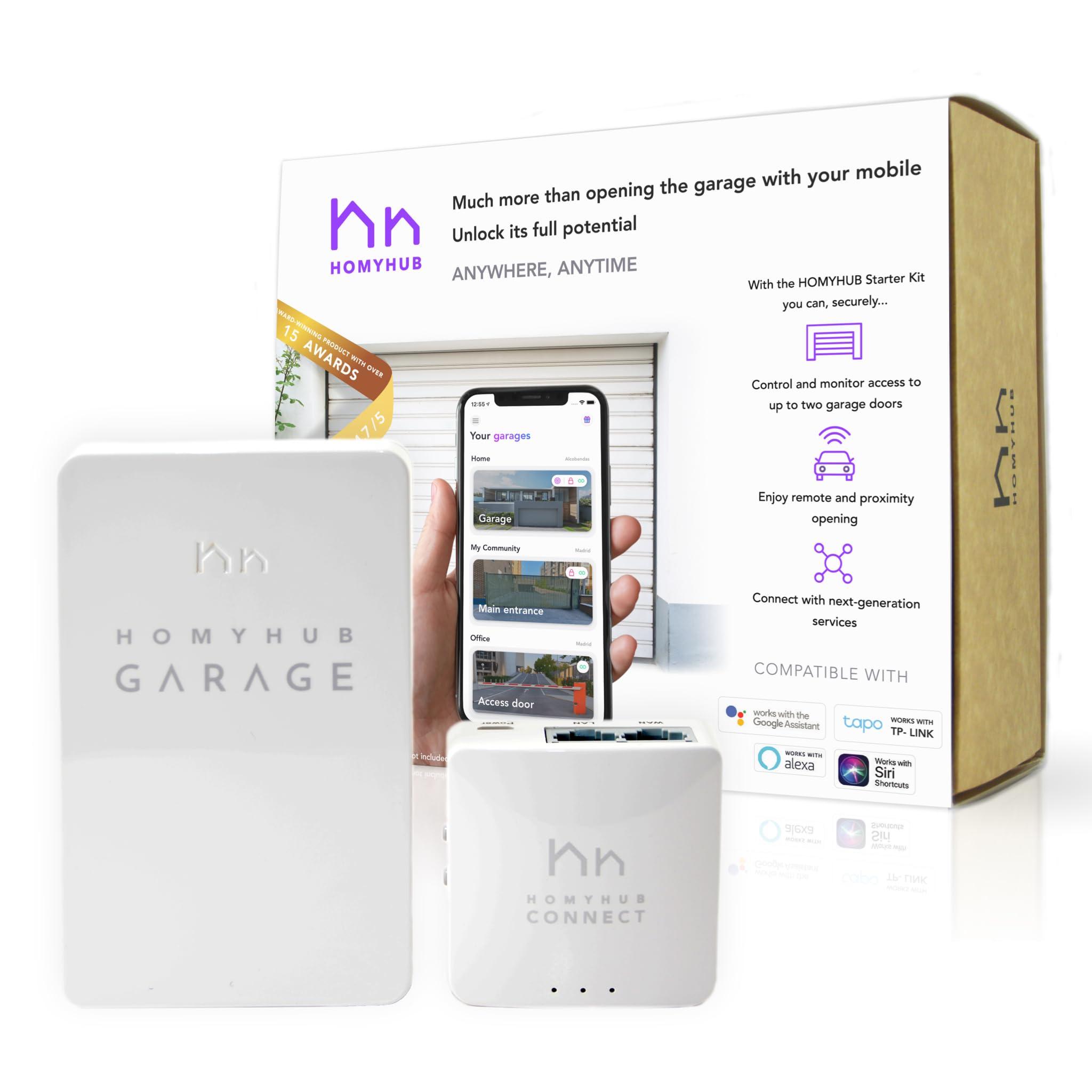 Kit de démarrage | Télécommande de Garage WiFi – Bien Plus Que d'ouvrir Une Porte de Garage avec Votre Mobile et Votre Voix – Contrôle Max 2 Portes par Starter Kit