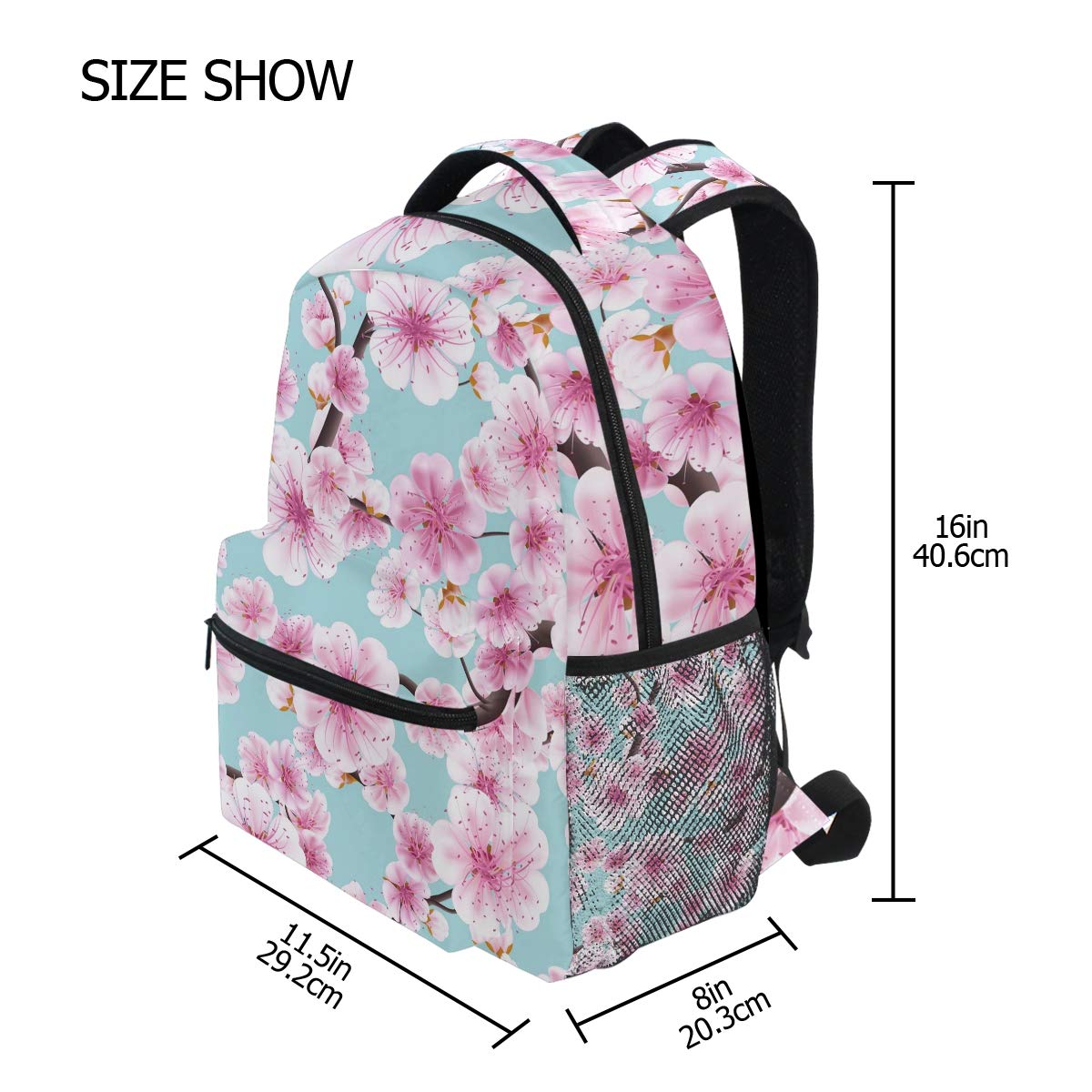 Mnsruu Sac à Dos d'école de Fleurs de Cerisier Rose pour Sac de Voyage pour Enfant de Filles, garçon, Taille unique