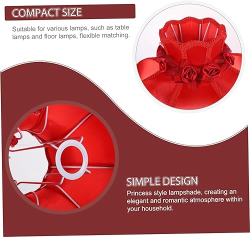 Miniatura 6 de OSALADI Pantalla de lámpara de estilo europeo festoneada cúpula con cuentas de borla de encaje, cubierta de lámpara de tela floral, pantallas de luz