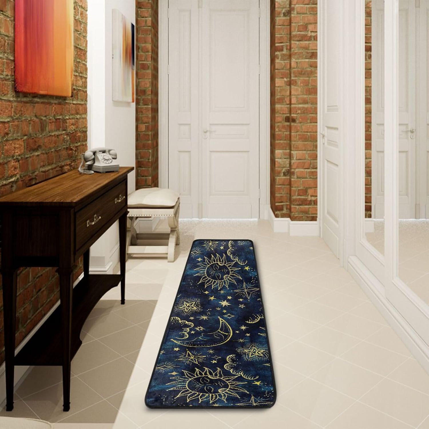 ALAZA Sun Moon Boho Cosmos Astrology Runner Rug Non Slip Hallway Entry Carpet Kitchen Rug for Home Dining Living Room Bedroom 72" X 24",Machine Washable