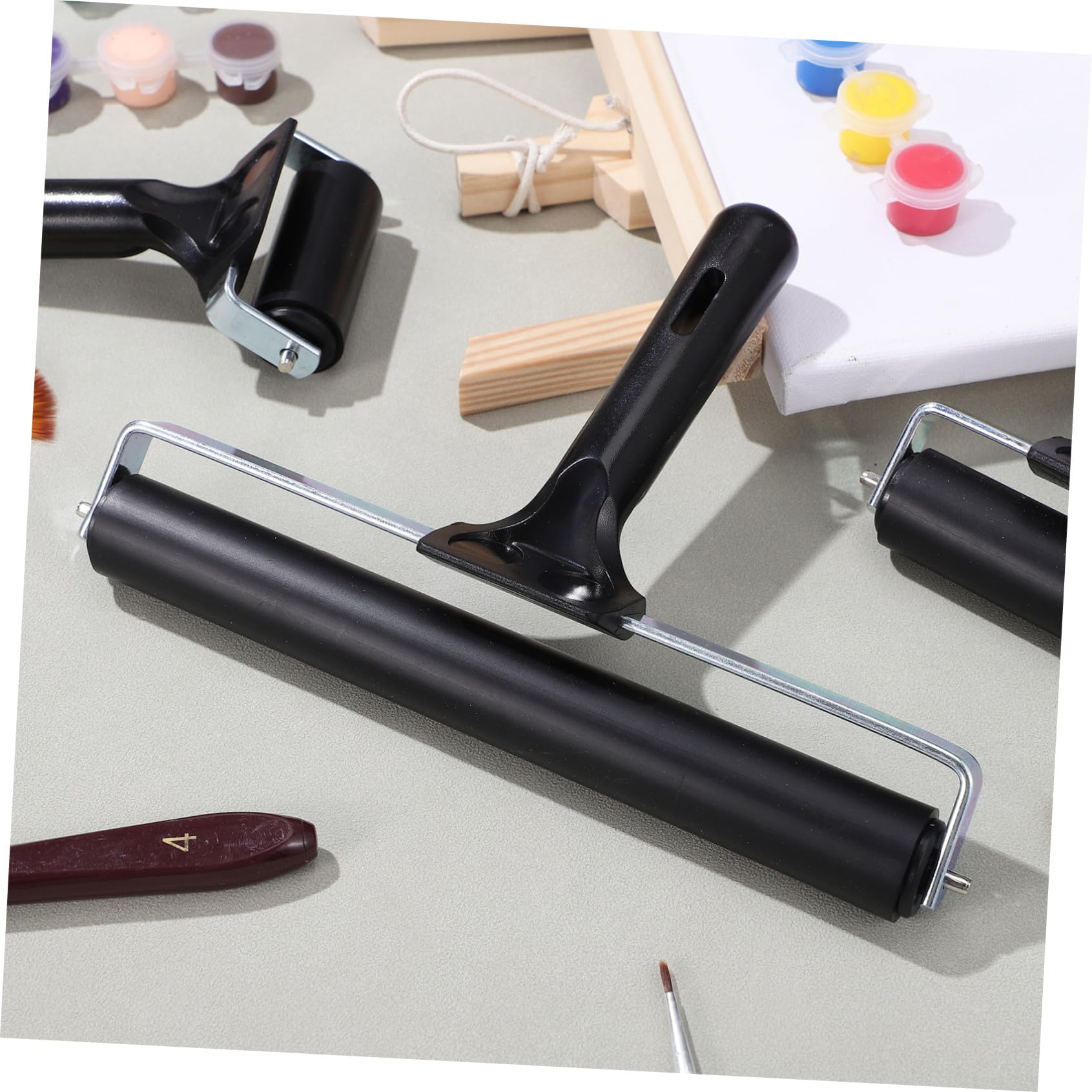 Rodillos de Impresión Reutilizables de Goma Negros, 3 Piezas | 6 Cm, 10cm y 20cm, para Printmaking y Scrapbooking, Ligeros y Fáciles de Usar