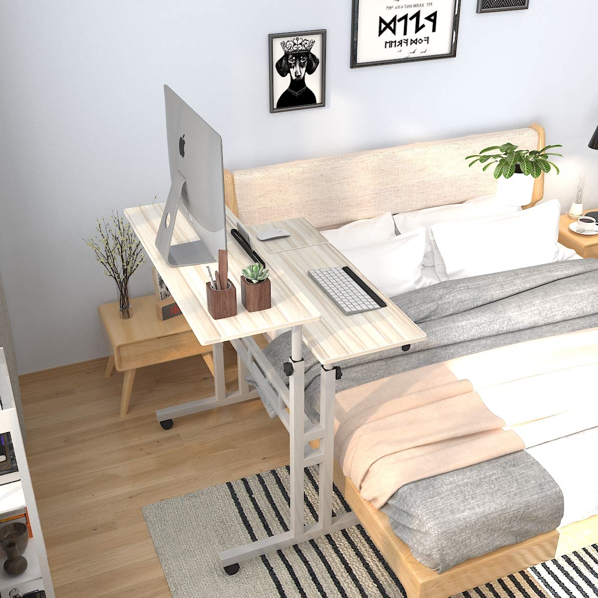 soges Laptoptisch Laptopständer Computertisch mit Multiverwendungsweisen geeignet für Sitzen und Stehen,Höheverstellbar,flexibel Bewegung mit Rollen,80 * 40CM
