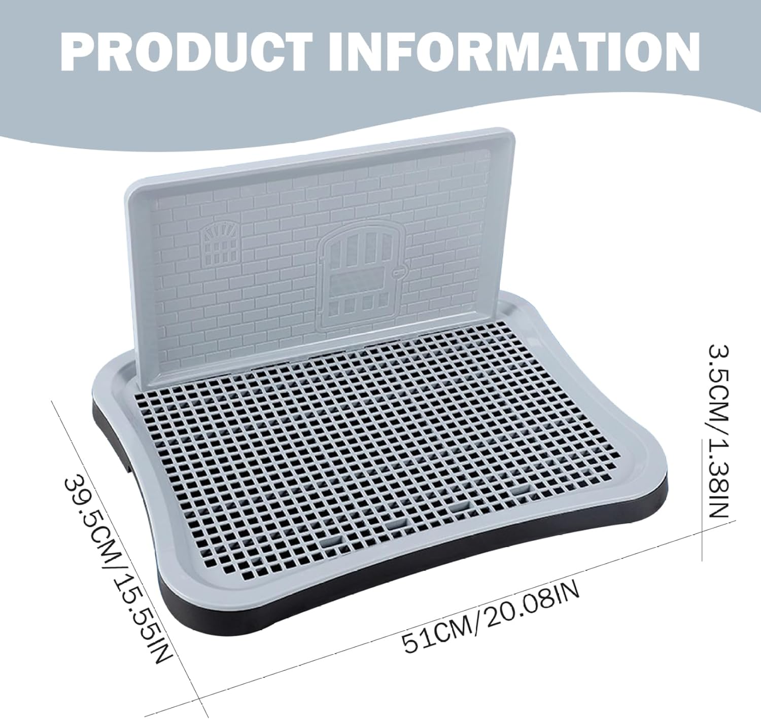 Dog Potty Tray 20x16 Inch – Splash-Proof Dog Toilet with Wall & Urine Trough Removable Easy to Clean for Home Pet Shop
