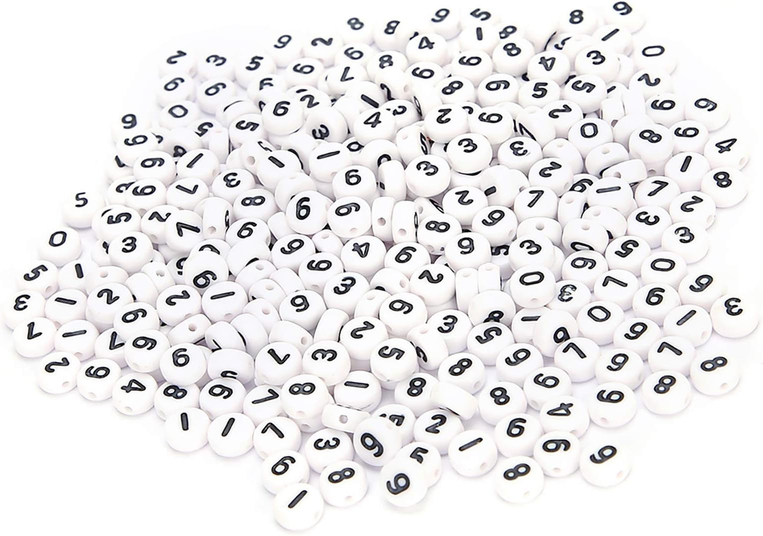 Brino 500Pcs White Acrylic Number Beads, Number 0-9 A Hole in the Center Acrylic Beads, Jewelry Accessories, for Craft Collection DIY Lover and Craft Lover