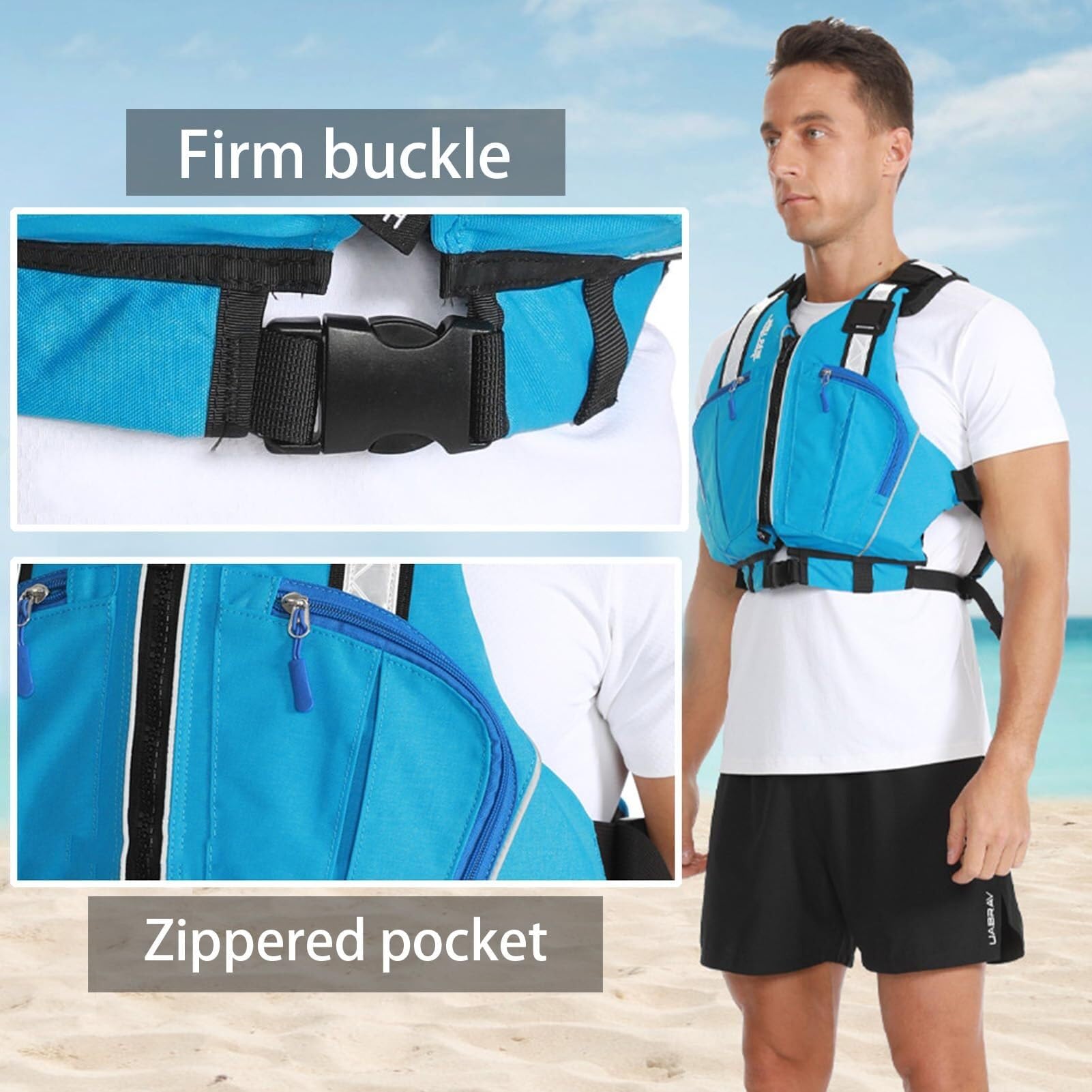 Chaleco de Kayak Unisex Ajustable Alta Flotabilidad Ligero Nylon Algodón Flotante Bolsillos para Rafting Paddle Surf Deportes Acuáticos