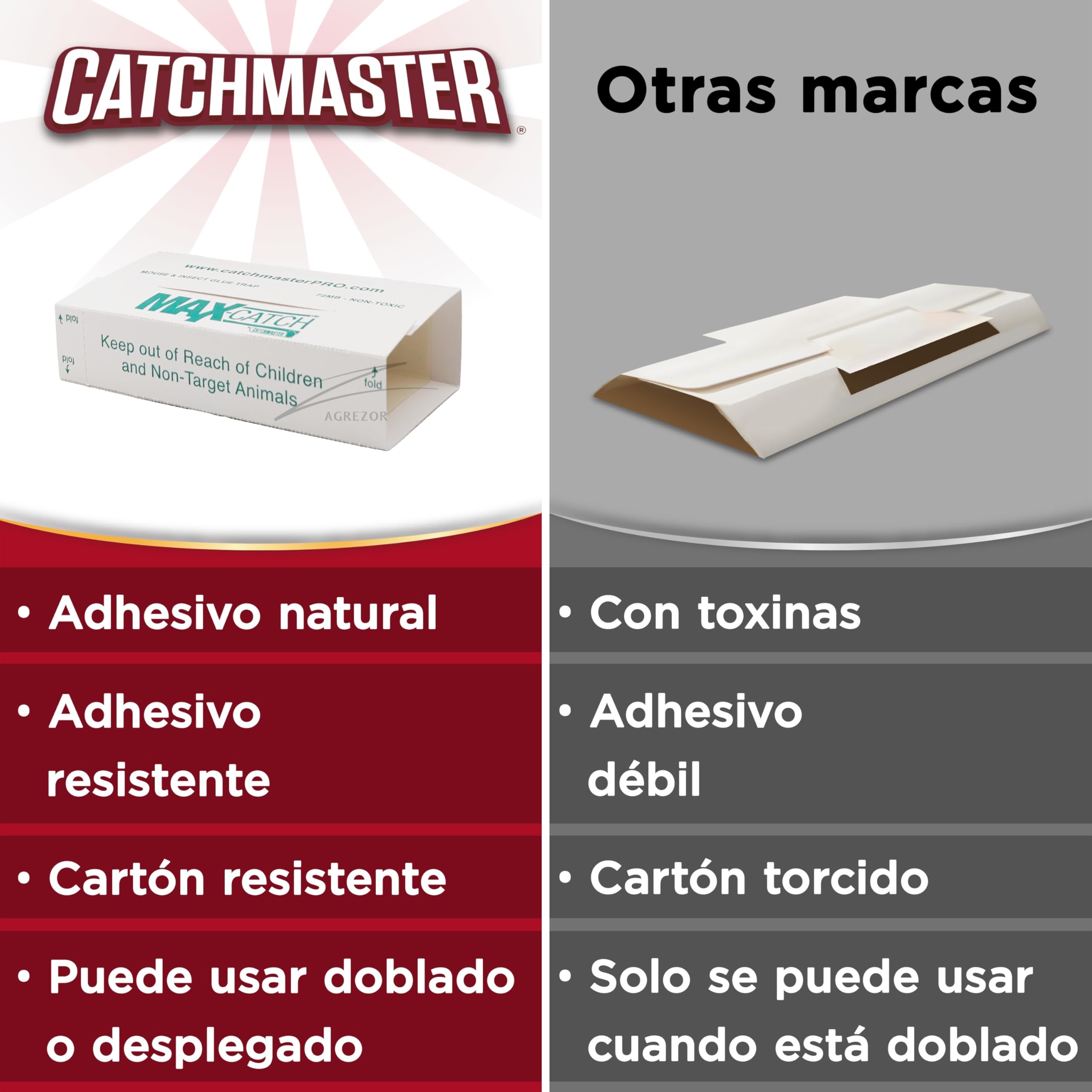 Catchmaster 72MAX 9X Trampas para Ratones Adhesiva | Sin Veneno | Trampas efectivas para Ratones Pegamento | Fácil de Usar | Atrapa para Uso en Interiores