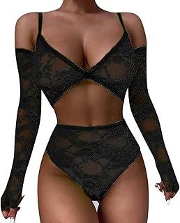 NHNKB Sexy Outfit for Women for Sex Lingerie Lace Black Lingerie for Sex Women's Jumpsuit Wild Plus Sexy Colour Size Lingerie Sleepwear Women's Set Pure Lace Lingerie Retro Lingerie