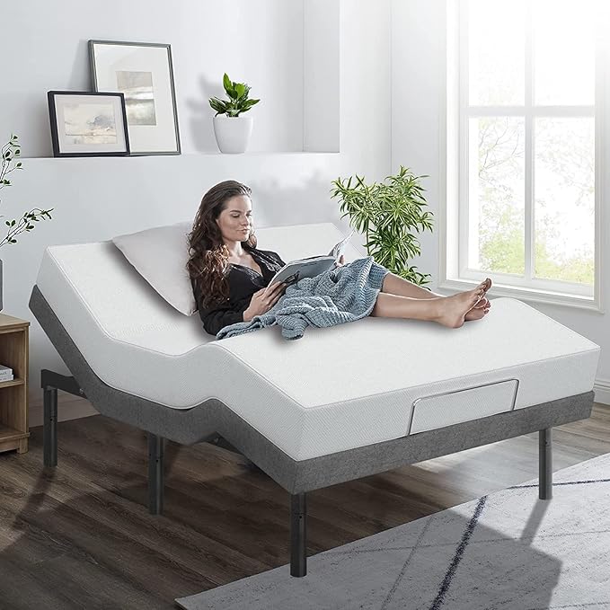 Renanim Adjustable Bed Frame with 12" Mattress Included