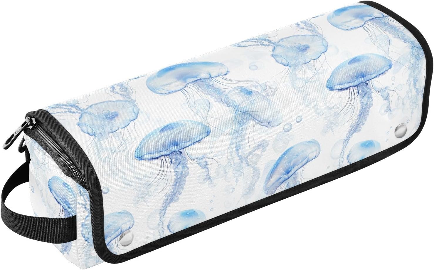 Beauty Moon Jellyfish White 2-in-1 Curling Iron Travel Case with Heat Resistant Pad Waterproof Portable Open Flat Travel Bag for Straigheners, Curling Iron, Hair Dryer, Portable Organizer