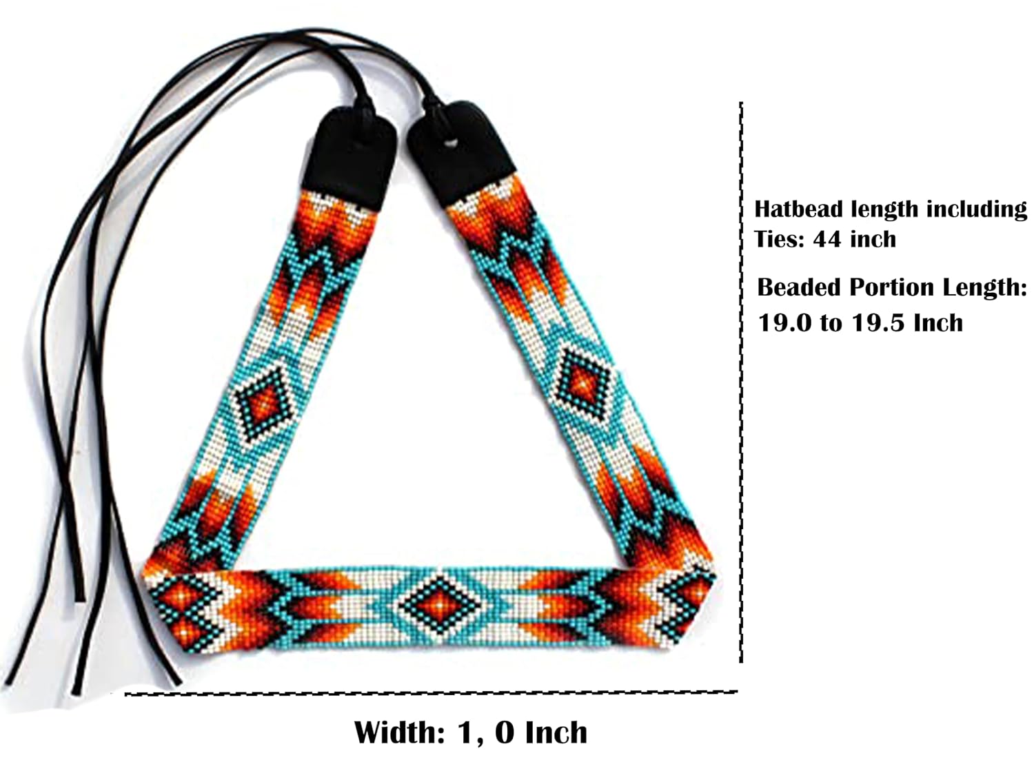 Beaded Hatband Native American Style Southwestern Cow Rode Handmade Head/Hat Band Collection [ ] (Skyblue & White)