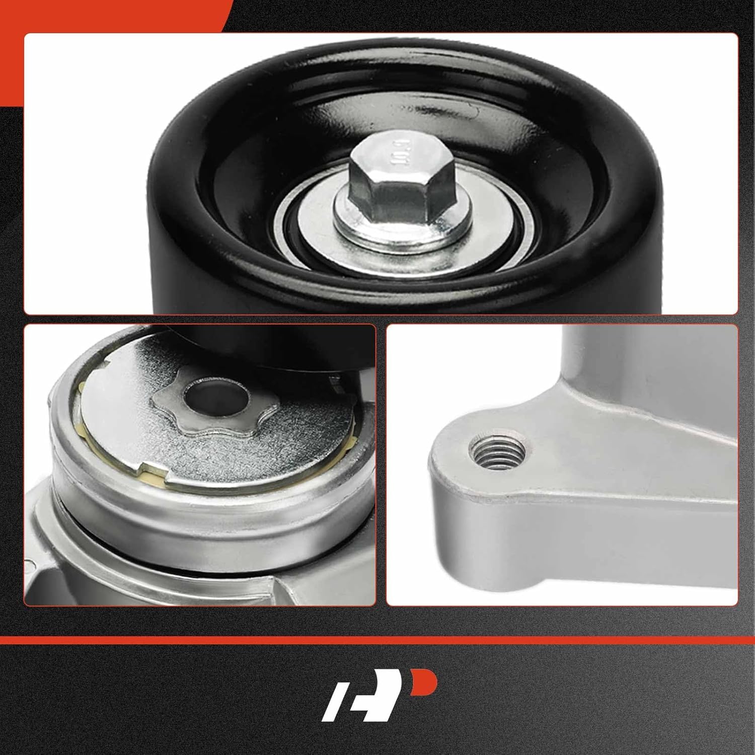 A-Premium Belt Tensioner Assembly with Pulley Compatible with Nissan Frontier 2005-2019, NP300 09-10 & Suzuki Equator 2009-2010, 2.5L, Replace# 11955EA00A, 11955EA00B