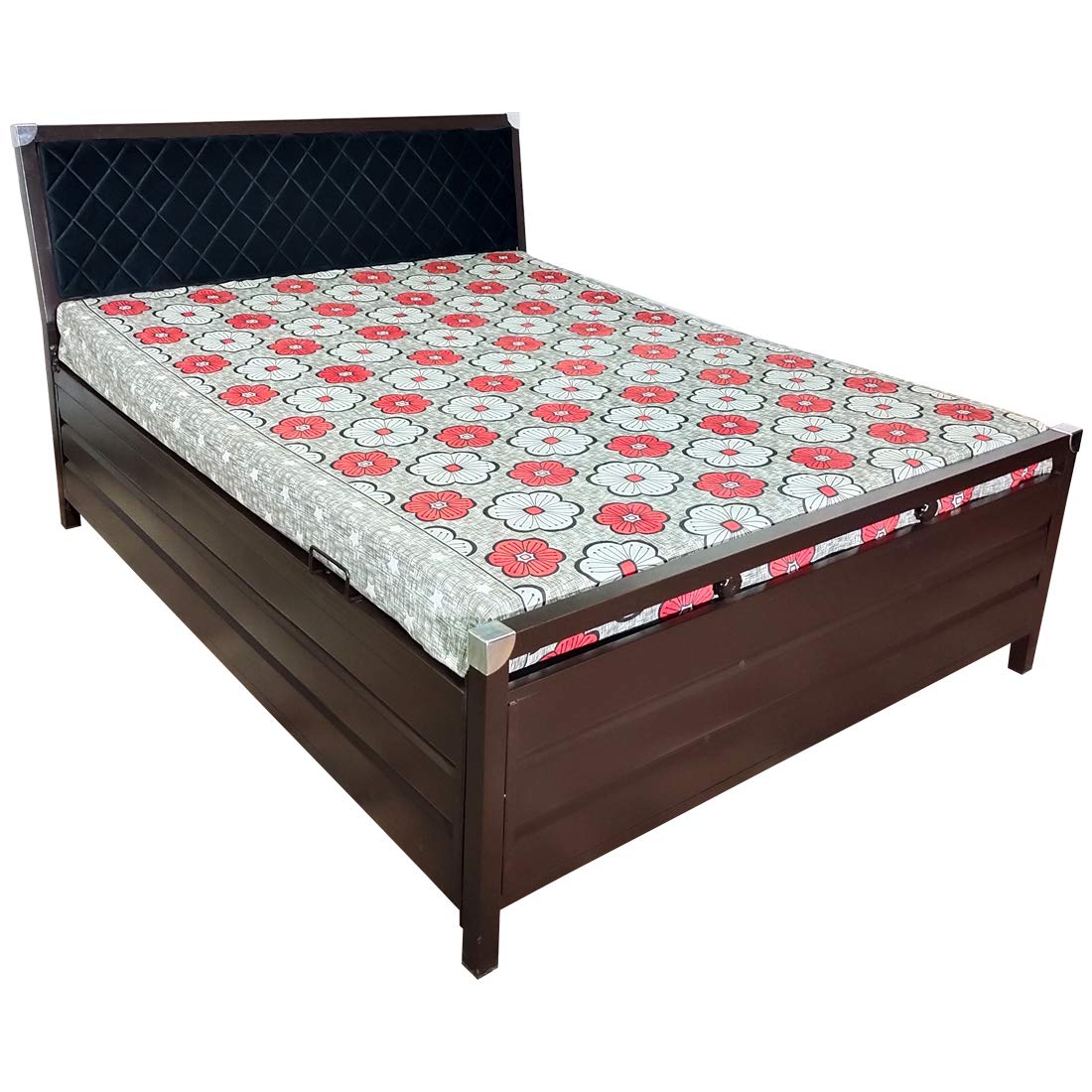 Royal Bed Manufacturer Premium Edition Stylish Single Size Metal Bed with Hydraulic Storage - Matte Brown Finish (Without Mattress)-image-42