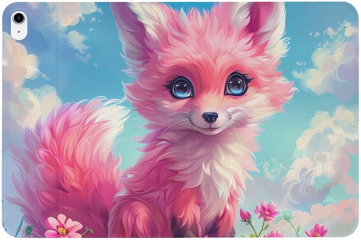 Cute Fox Printed Case Trifold Stand Protective Cover Compatible with iPad 10代 (10.9in)