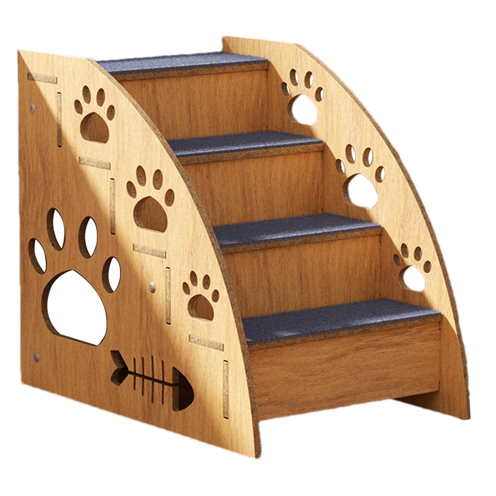 Scala per Gatti e Cani - Scaletta Alta in Legno Antiscivolo per Letto | Grande/Media/Piccola