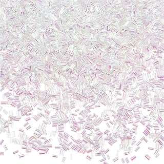 OLYCRAFT 90g Clear Bingsu Beads 5.5mm Long Straw Tube Beads Iridescent Crispy Bingsu Beads Lightweight Bingsu Beads Glitter Bingsu Beads for Crunchy Vase Filling DIY Craft Supplies