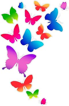 Cups drinkware Tumbler Sticker - Colorful Butterflies - Cool Sticker Decal