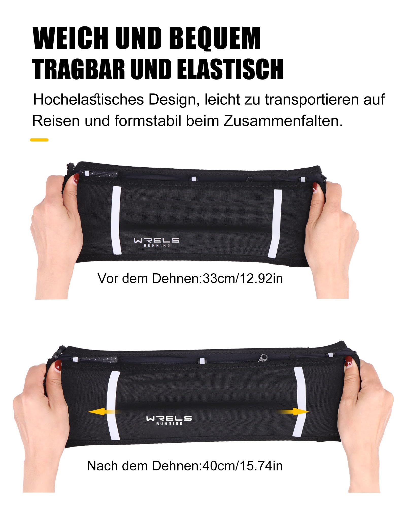 WRELS Ultraleichter Laufgürtel mit 250-ml-Softflasche für Damen und Herren, Feuchtigkeitsableitender Lauftasche Laufgurt mit Handytasche für Joggen, Marathon und Fitness