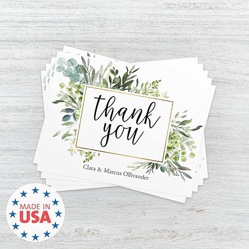 Miniatura 6 de Tarjetas de agradecimiento florales personalizadas de exuberante vegetación  100 tarjetas de agradecimiento modernas con sobres blancos tarjetas de