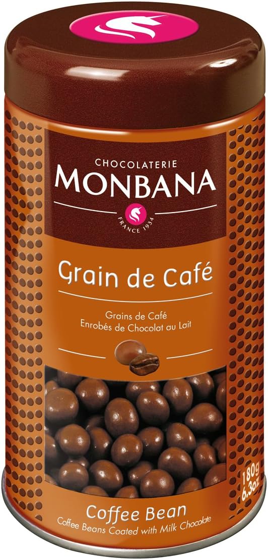 'Monbana Gift Box "Grain De CAF ▒ – Uncoated Chocolate Coffee Beans, 1er Pack (1 x 180g)