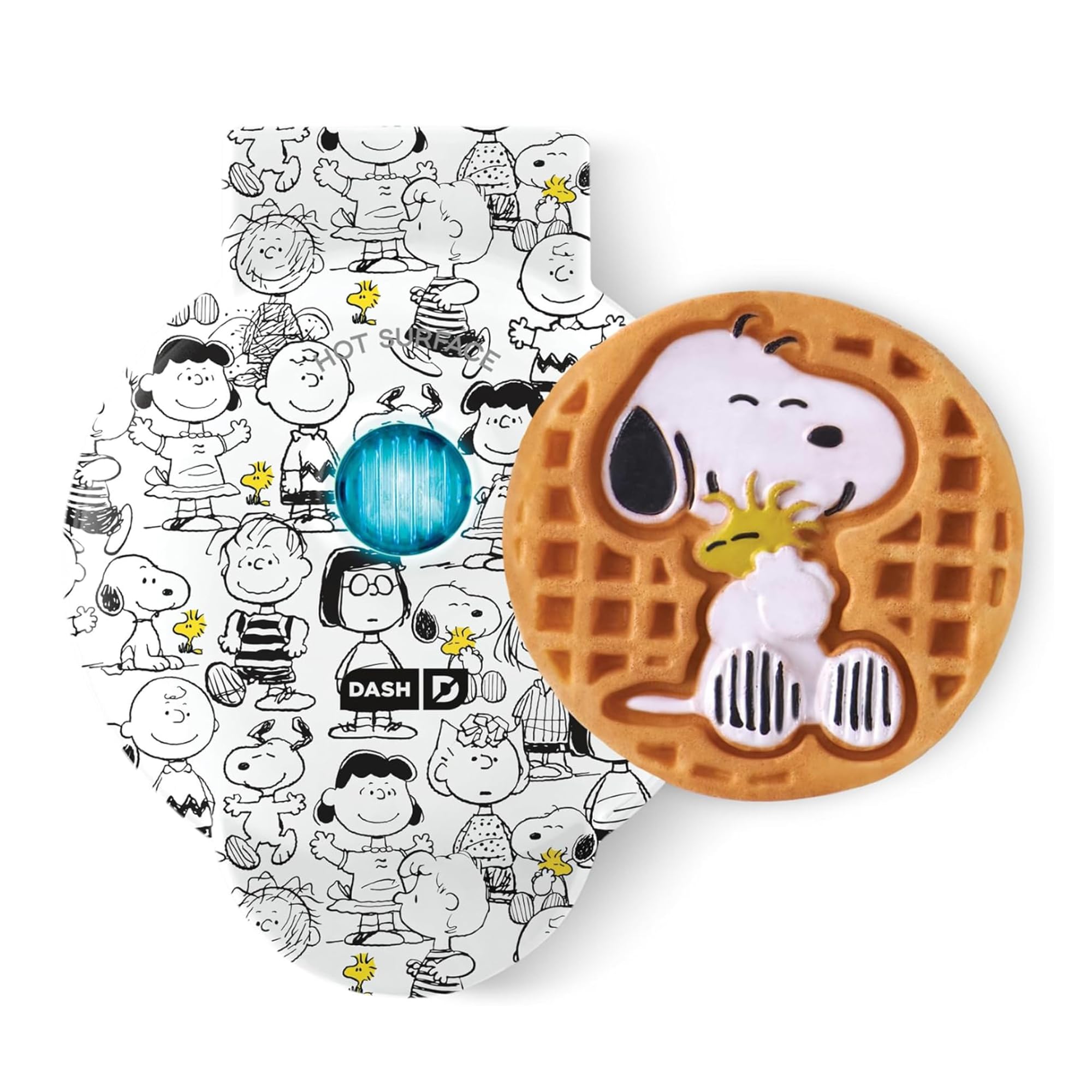 Peanuts x Dash Snoopy Mini Waffle Maker, Ceramic Nonstick Surface, White