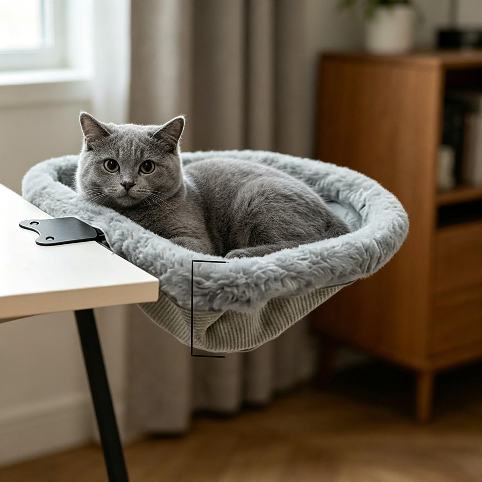 Sedile per gatti in tessuto con base con impugnatura per un posizionamento sicuro, per finestra e nido per gatti in tessuto morbido