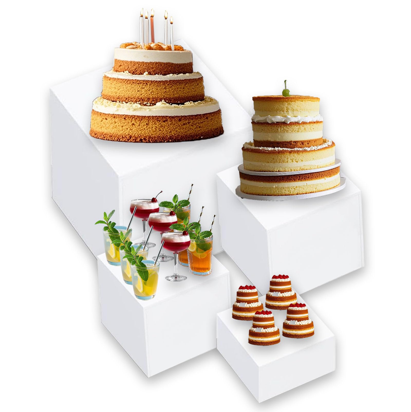 ZGPjublant Versatile Acrylic Dessert Table Display Set, Stackable Display Stands , Buffet Table Risers for Food for Food Desserts, Collectibles, Jewelry, and Event Decor Durable, Easy to Clean