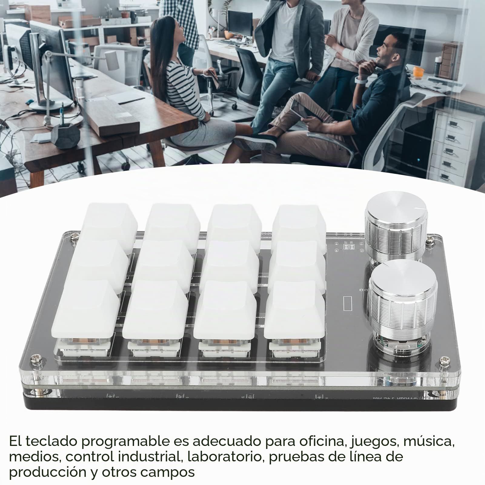 Bewinner Mini Teclado Mecánico de 12 Teclas, Teclado Programable RGB Multifunción DIY, Macro Mecánico de una Mano con Perilla de Ajuste para Laboratorio de Juegos de Oficina(Blanco)